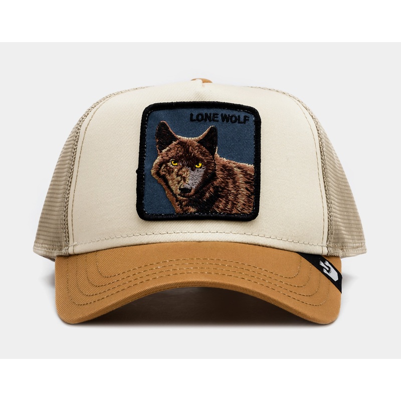 The Lone Wolf Premium Trucker Mens Hat (Brown)