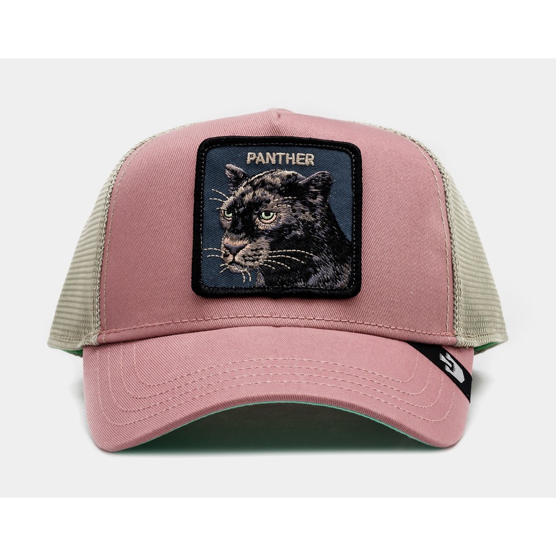 The Panther Premium Trucker Mens Hat (Pink/Beige)