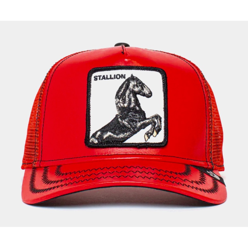 The Stallion Trucker Mens Hat (Red/Black)
