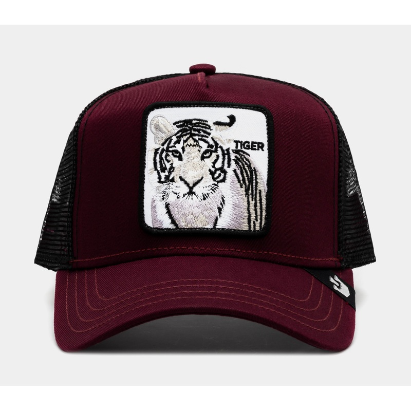The White Tiger 14×14 Trucker Mens Hat (Maroon/Black)