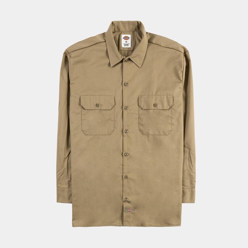 Twill Work Mens Long Sleeve Shirt (Beige)