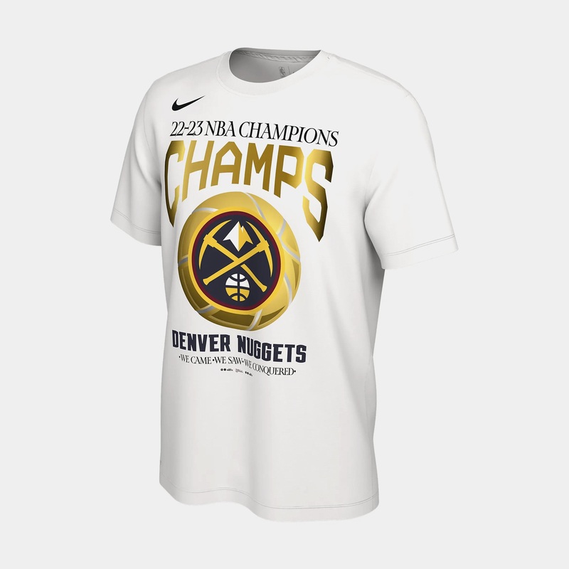 Denver Nuggets NBA Champions Mens Short Sleeve Shirt (White)