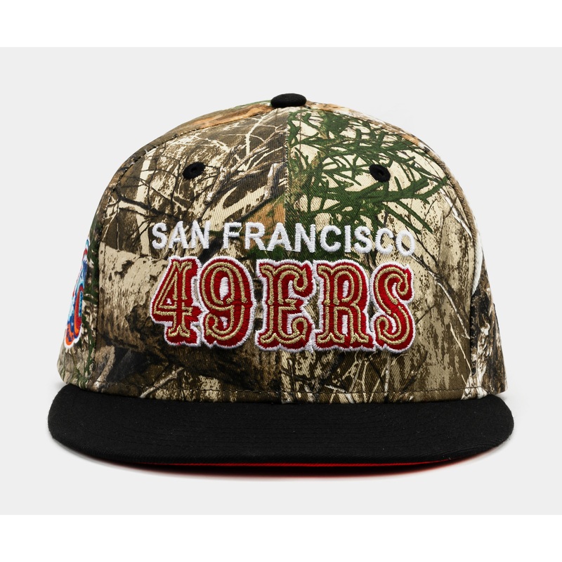 Exclusive San Francisco 49ers Camo 59Fifty Fitted Mens Hat (Camo Green/Red)