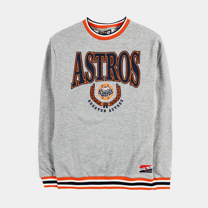 Houston Astros Throwback Mens Crewneck (Grey/Orange)