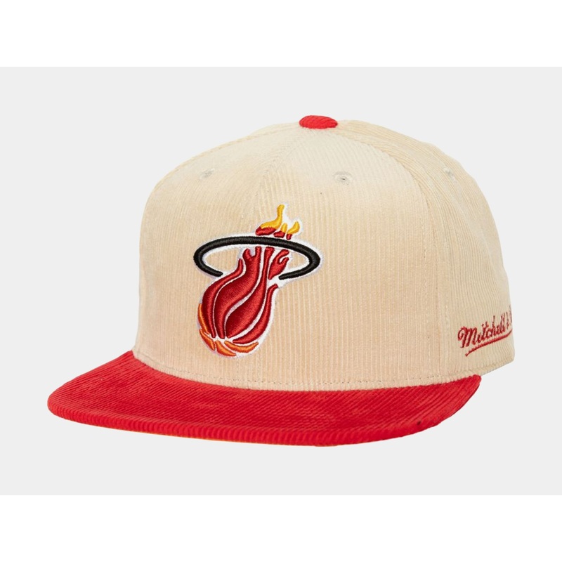 Miami Heat 2 Tone Team Cord Fitted Mens Hat (Neutral/Red)