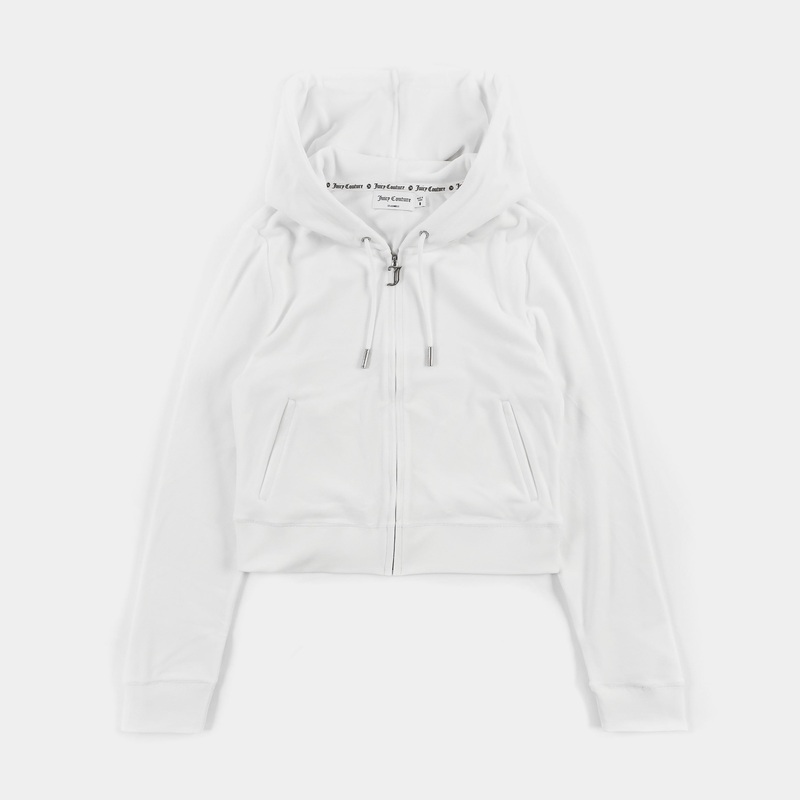 OG Bling Velour Full Zip Womens Hoodie (White)