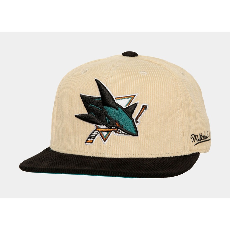 San Jose Sharks 2 Tone Team Cord Fitted Mens Hat (Neutral/Blue)