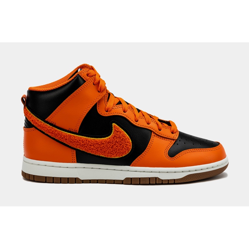 Dunk High Chenille Swoosh Safety Orange Mens Basketball Shoes (Safety Orange/Black)