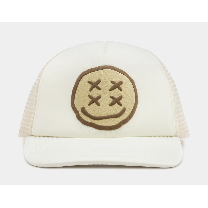 Smiley Face Trucker Mens Hat (Beige)