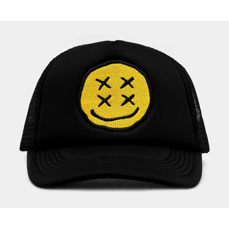Smiley Face Trucker Mens Hat (Black)