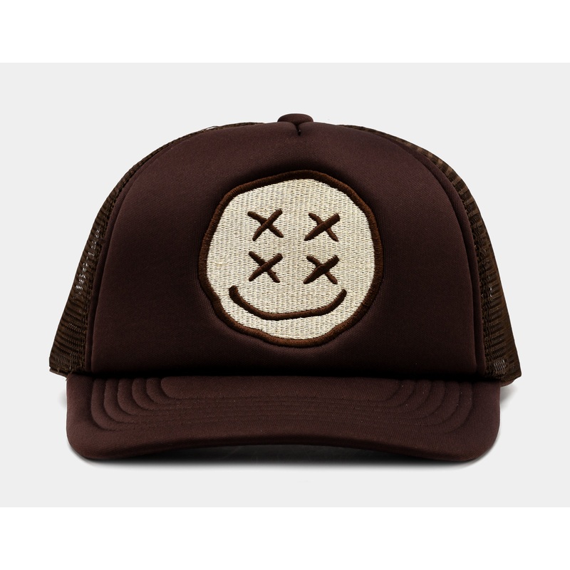 Smiley Face Trucker Mens Hat (Brown)