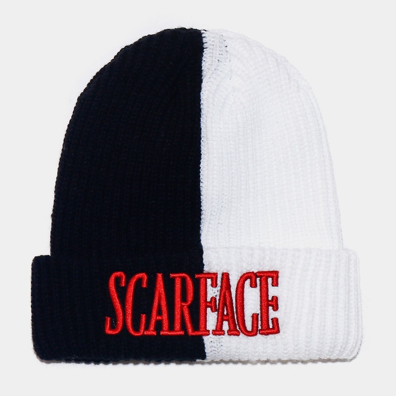 SP x Scarface Split Logo Beanie Mens Hat (Black/White/Red)