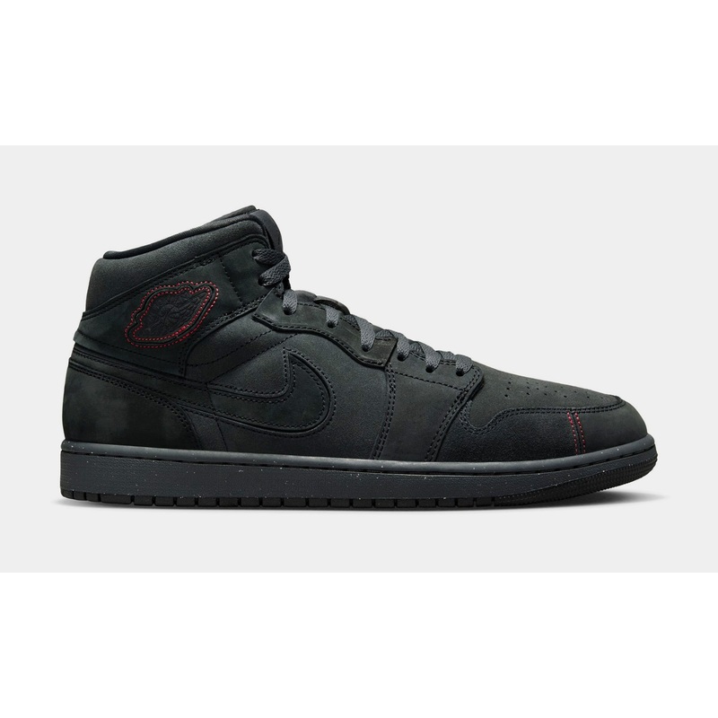 Air Jordan 1 Mid SE Craft Mens Lifestyle Shoes (Dark Smoke Grey/Varsity Red/Black)