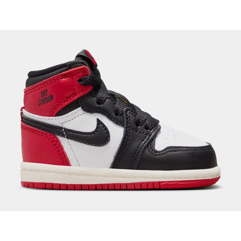 Air Jordan 1 Retro High OG Black Toe Infant Toddler Lifestyle Shoes (White/Varsity Red/Sail/Black)