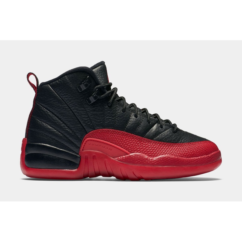 Air Jordan 12 Retro Flu Game Grade School Lifestyle Shoes (Black/Varsity Red)