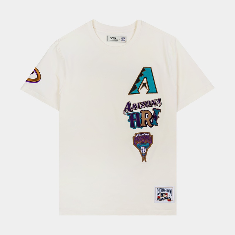 Arizona Diamondbacks Ringer Mens Short Sleeve Shirt (Beige/Black)