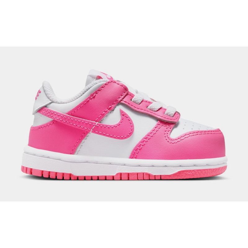 Dunk Low Infant Toddler Lifestyle Shoes (White/Laser Fuchsia)