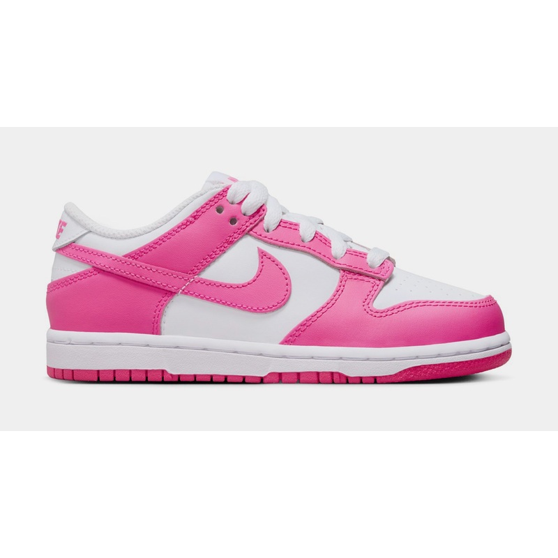 Dunk Low Preschool Lifestyle Shoes (White/Laser Fuchsia)