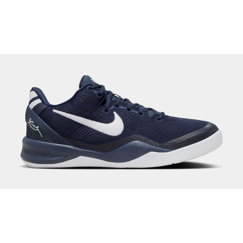 Kobe 8 College Navy Grade School Basketball Shoes (College Navy/White)