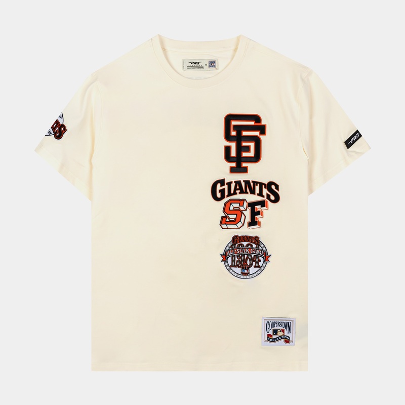 San Francisco Giants Retro Cascade Ringer Mens Short Sleeve Shirt (Beige/Black)