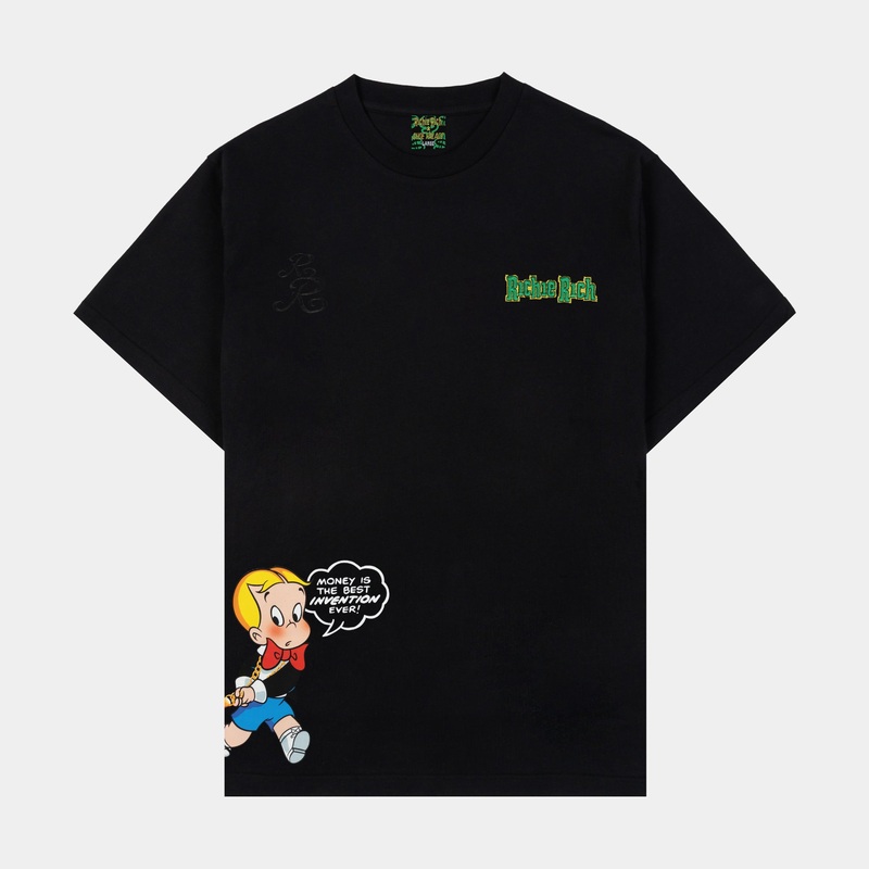 SP x Richie Rich Money Mens Short Sleeve Shirt (Black/Green)