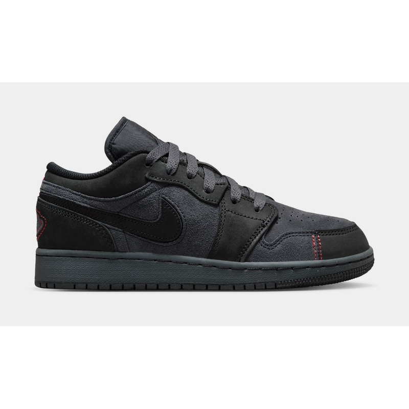 Air Jordan 1 Low SE Craft Grade School Lifestyle Shoes (Dark Smoke Grey/Varsity Red/Black)