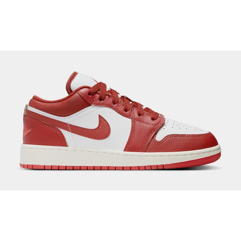Air Jordan 1 Low SE Dune Red Grade School Lifestyle Shoes (White/Lobster/Sail/Dune Red)