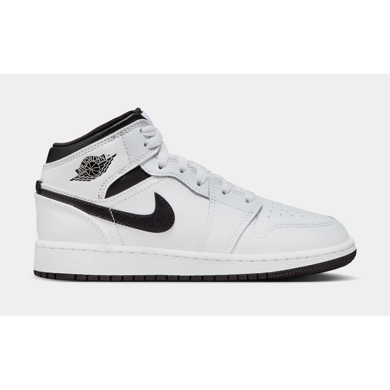 Air Jordan 1 Mid Grade School Lifestyle Shoes (White/Black)