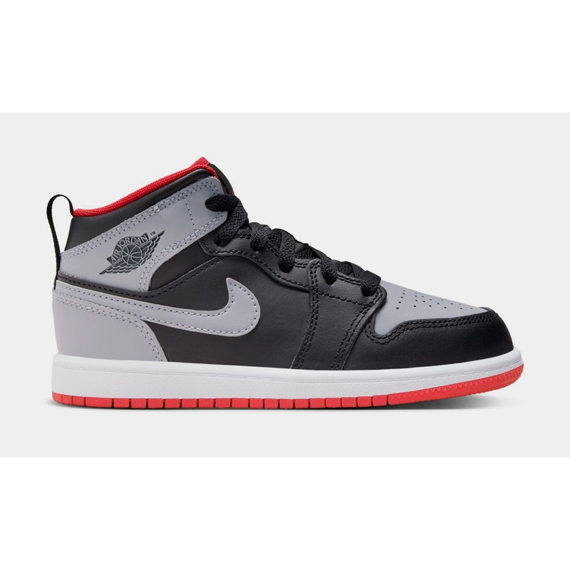 Air Jordan 1 Mid Grade School Lifestyle Shoes (White/Black/Gym Red)