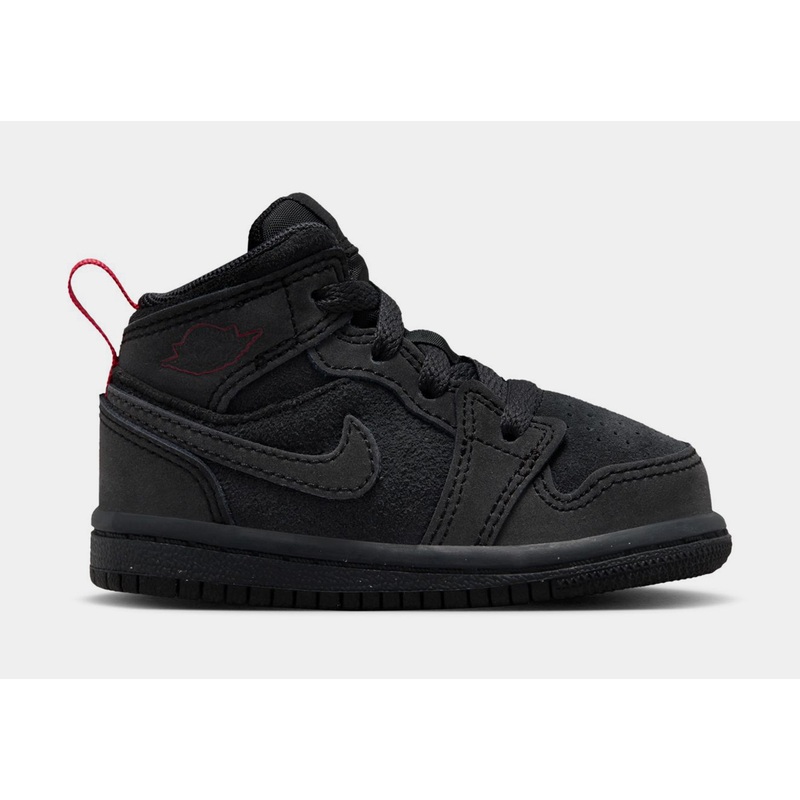 Air Jordan 1 Mid SE Craft Infant Toddler Lifestyle Shoes (Smoke Grey/Black/Varsity Red)
