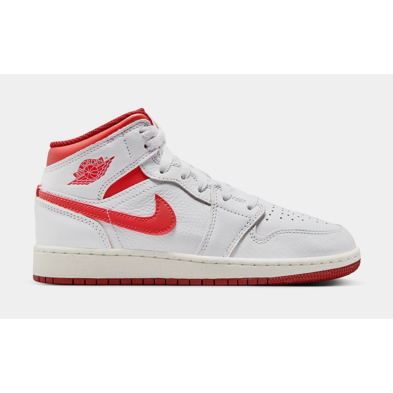 Air Jordan 1 Mid SE Grade School Lifestyle Shoes (White/Lobster Dune)