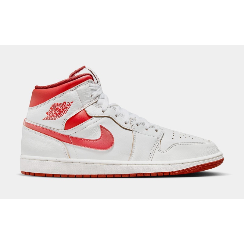 Air Jordan 1 Retro Mid SE Dune Red Mens Lifestyle Shoes (White/Dune Red)