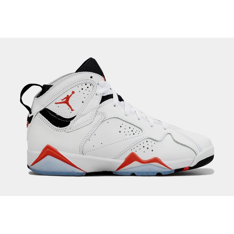 Air Jordan 7 Retro White Infrared Grade School Lifestyle Shoes (White/Red)
