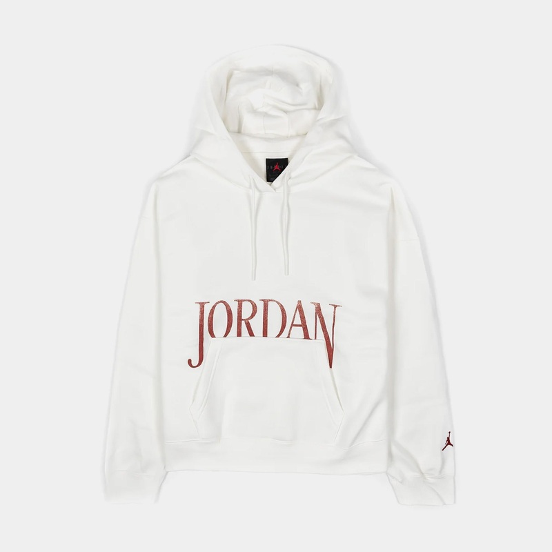 Brooklyn Fleece Pullover Womens Hoodie (Beige/Red)