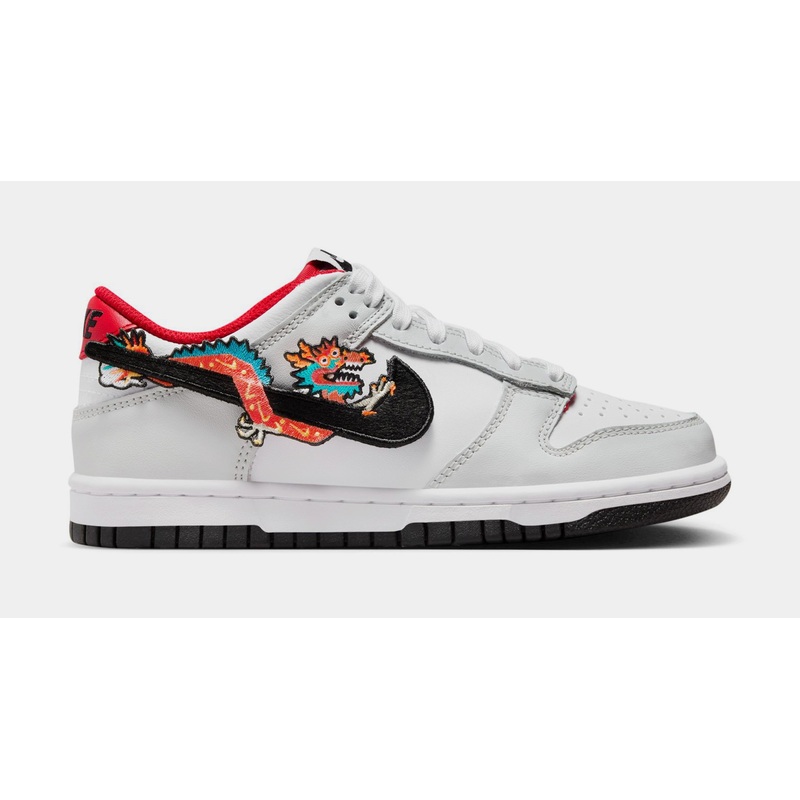Dunk Low Year Of The Dragon Grade School Lifestyle Shoes (White/University Red/Black)