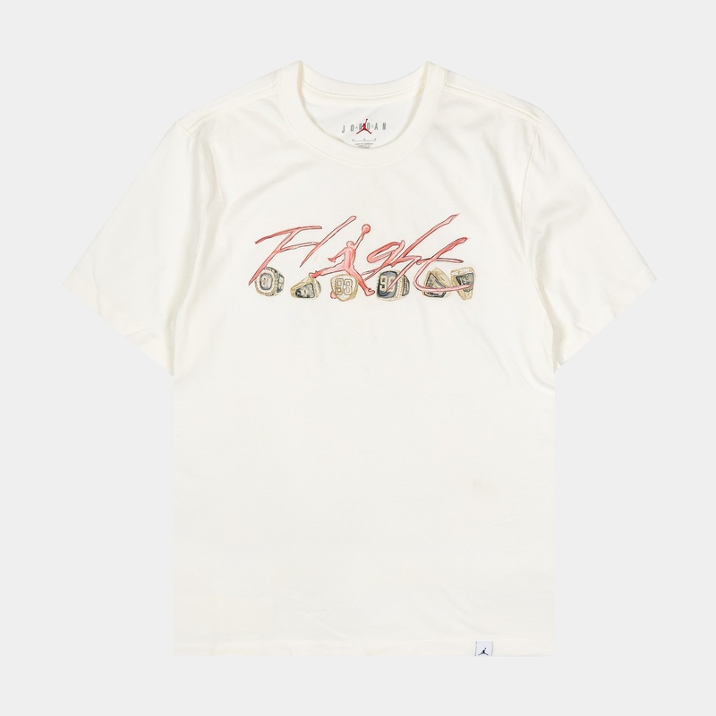 Flight Essential Rings Mens Short Sleeve Shirt (Beige/Red)