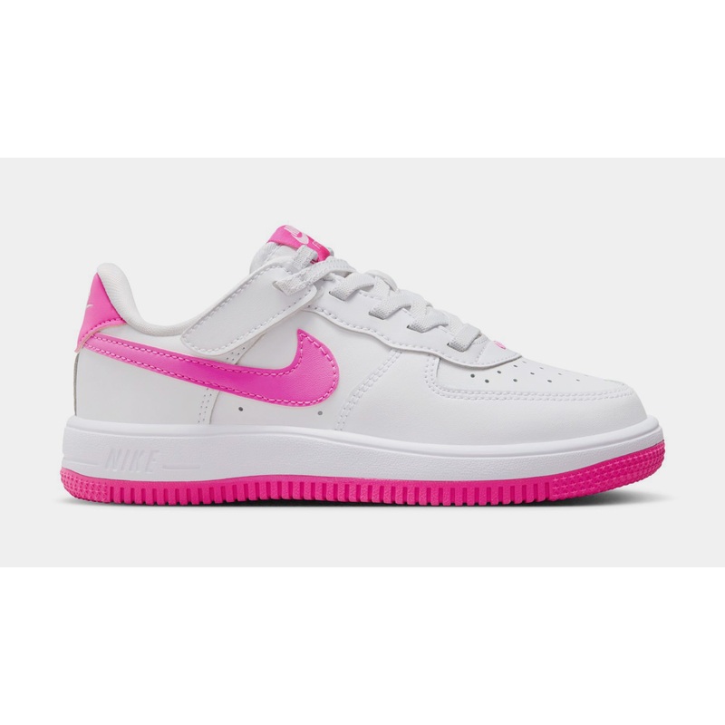 Force 1 Low EasyOn Preschool Lifestyle Shoes (White/Laser Fuchsia)