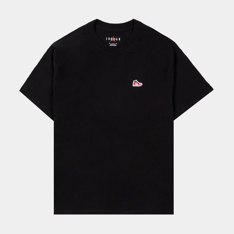 Sneaker Patch Mens Short Sleeve Shirt (Black/Red)