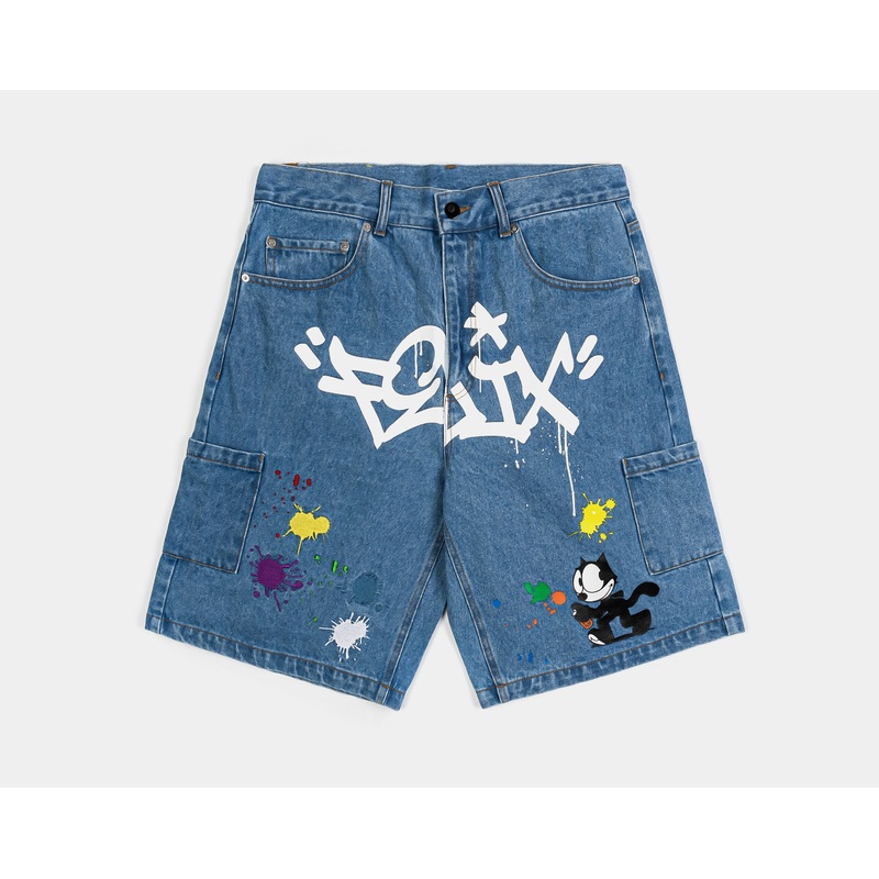 SP x Felix The Cat Graffiti Denim Mens Shorts (Blue)