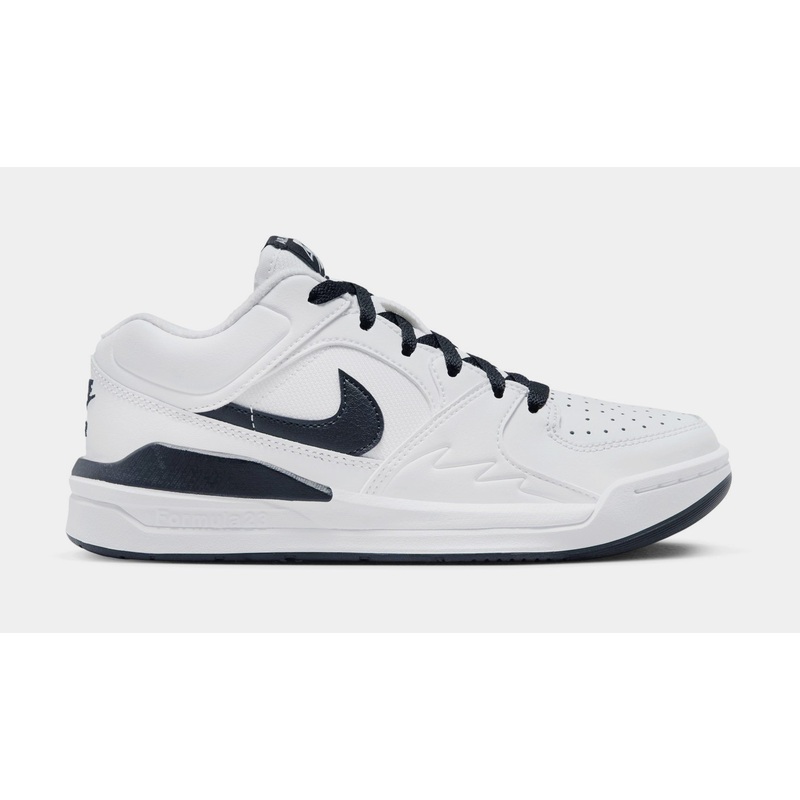 Stadium 90 Grade School Basketball Shoes (White/Black/Cool Grey)