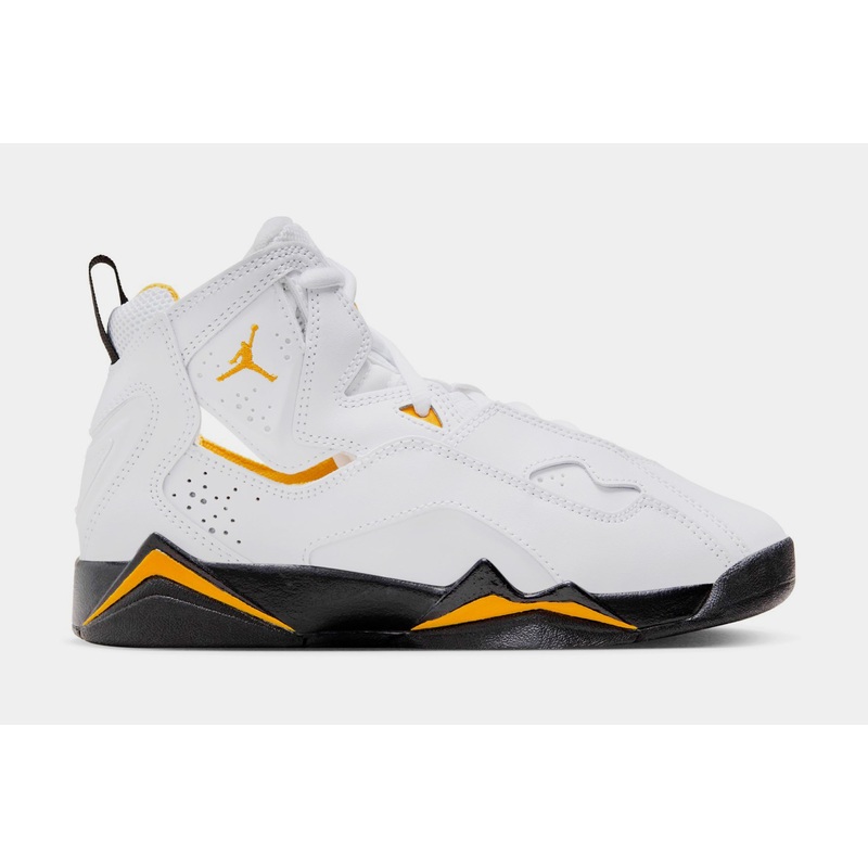 True Flight Yellow Ochre Grade School Basketball Shoes (White/Black/Yellow Ochre)