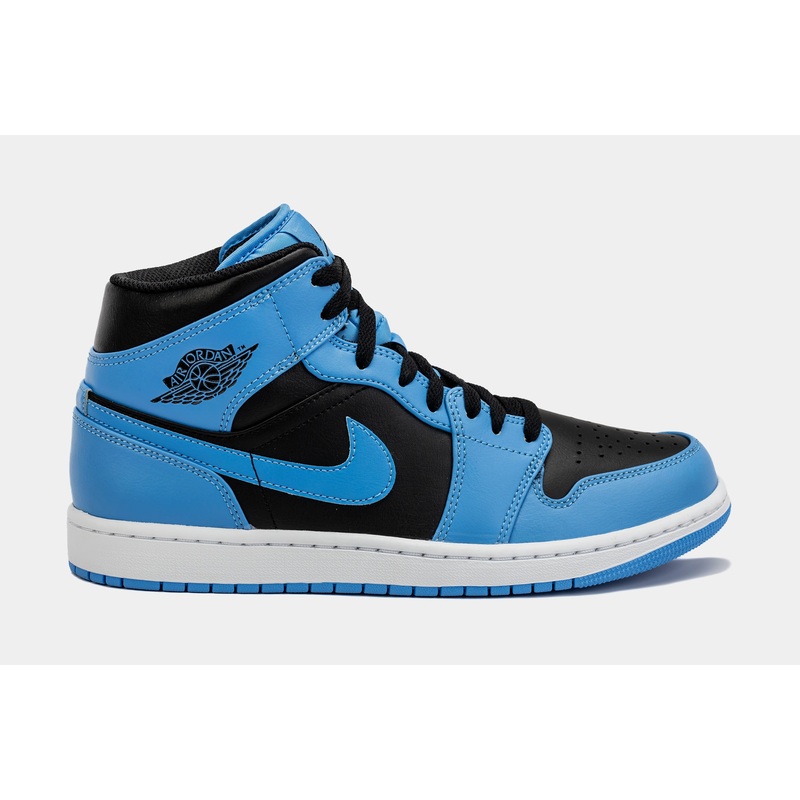 Air Jordan 1 Retro Mid University Blue Mens Lifestyle Shoes (Blue/Black)