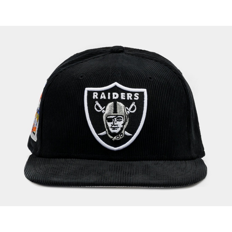 Exclusive Las Vegas Raiders Black Corduroy 59Fifty Fitted Mens Hat (Black/White)