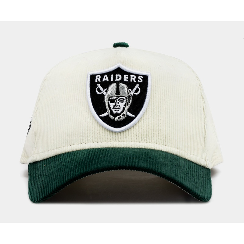 Exclusive Las Vegas Raiders Chrome Corduroy 9Forty Snapback Mens Hat (Beige/Green)