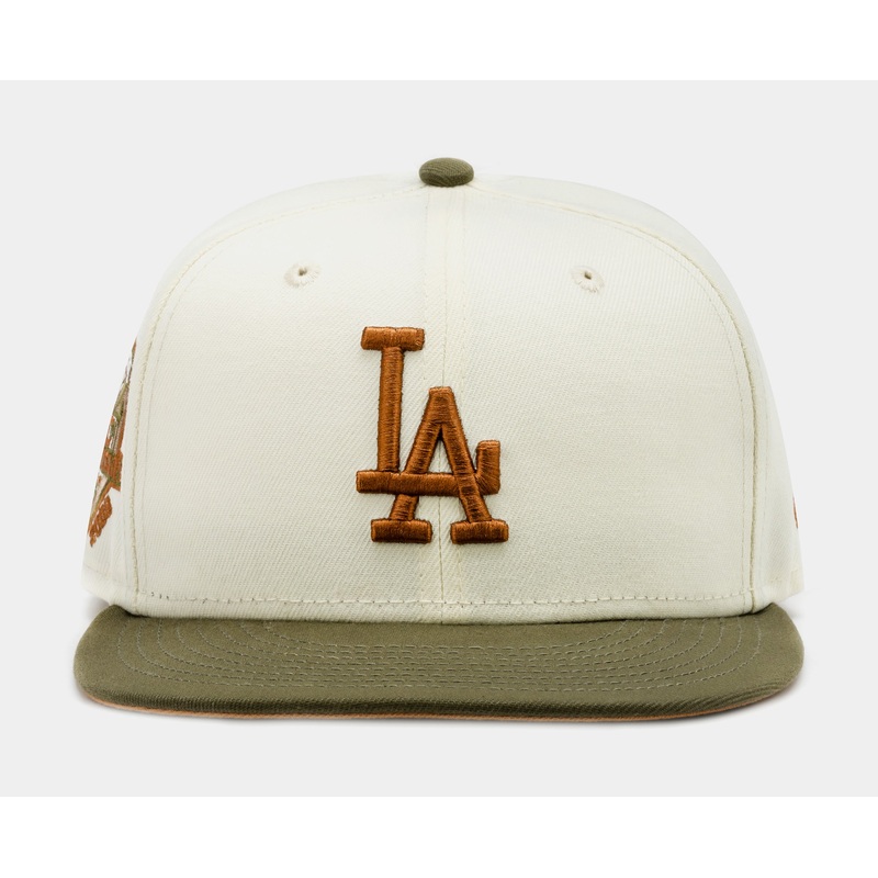 Exclusive Los Angeles Dodgers Chrome Olive 59Fifty Fitted Mens Hat (Beige/Green)