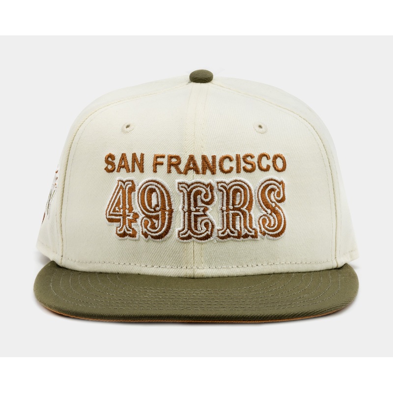 Exclusive San Francisco 49ers Chrome Olive 59Fifty Fitted Mens Hat (Beige/Green)