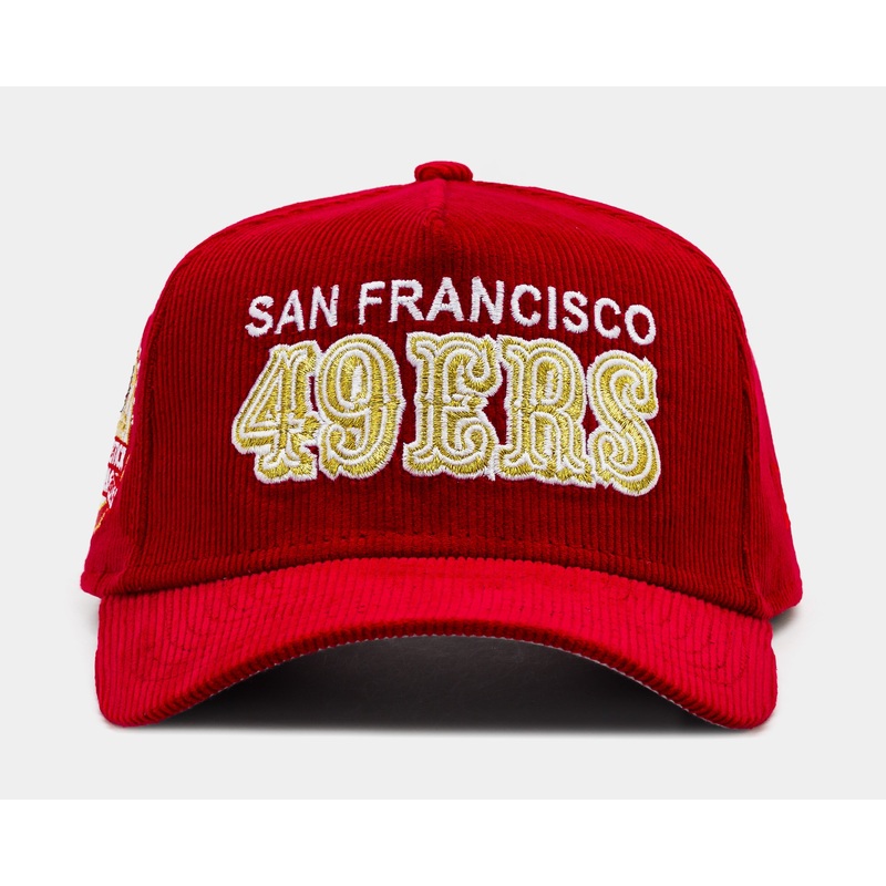 Exclusive San Francisco 49ers Red Corduroy 9Forty Snapback Mens Hat (Red/Gold)