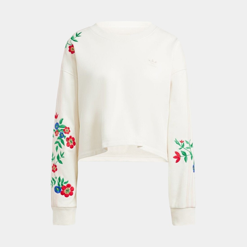 Floral Graphics Womens Crewneck (White/Pink)