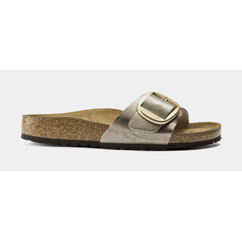 Madrid Big Buckle Womens Sandals (Metallic Gold)
