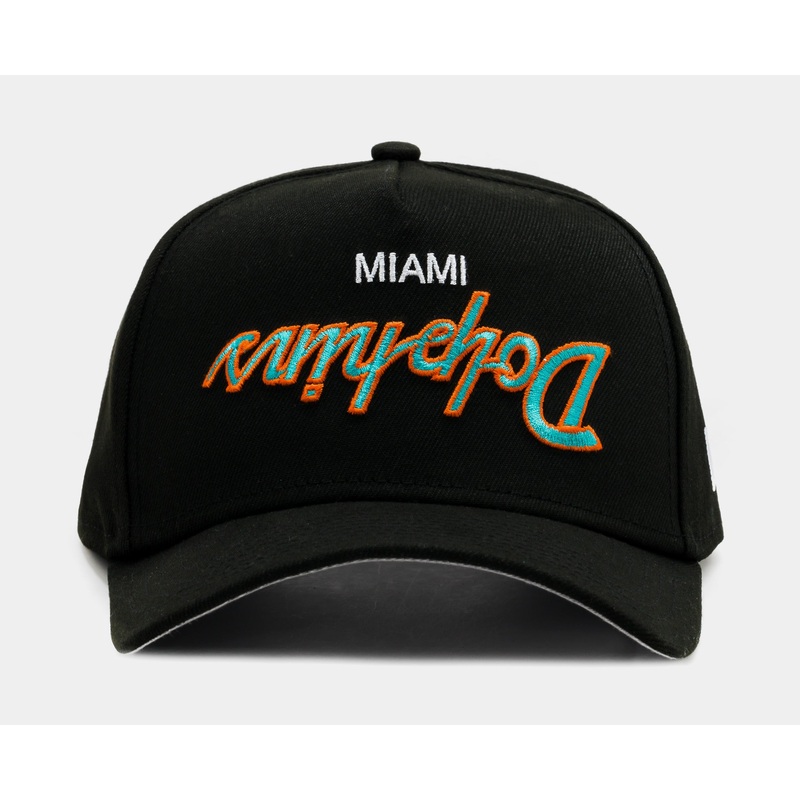 Miami Dolphins Upside Down Logo 9Forty Snapback Mens Hat (Black/Blue)